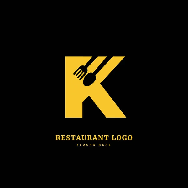 Lettre Initiale Avec Cuillère Fourchette Pour Concept Restaurant Lettre Logo — Image vectorielle