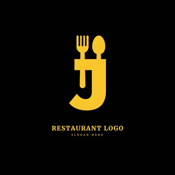 Restoran Konsepti Için Çatal Kaşıkla Harfi Harfi Logosu Şirket Aşçılık — Stok Vektör