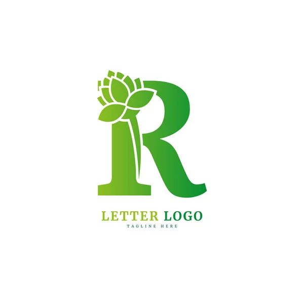自然なロゴベクトルコンセプト要素を持つ初期文字R 手紙Rモノグラム 会社やビジネスのための有機花のフィットと — ストックベクタ