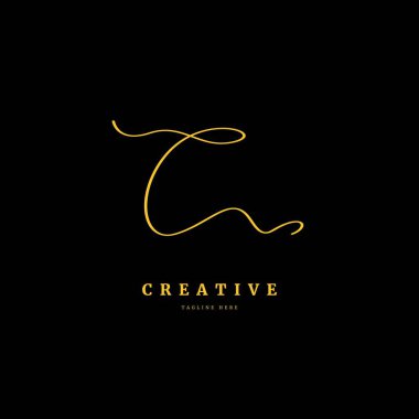 İlk harf C. Monogram imza logo tasarım şablonu. İş ve şirket için minimalis logo kavramı.