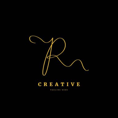 Baş harf R. Monogram imza logo tasarım şablonu. İş ve şirket için minimalis logo kavramı.