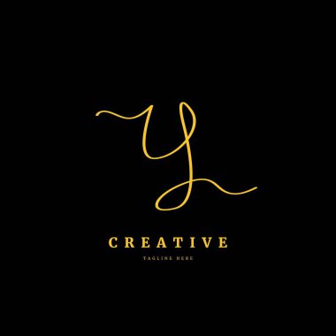 Baş harf Y. Monogram imza logo tasarım şablonu. İş ve şirket için minimalis logo kavramı.