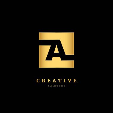 Bir logo. A harfinin baş harfi, altın rengi. Şirket ve iş için uygun lüks logo tasarımı konsepti..
