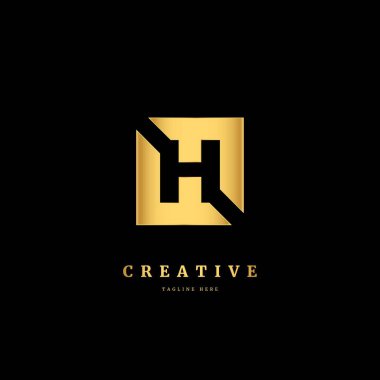 H logosu. İlk harf H, altın rengi. Şirket ve iş için uygun lüks logo tasarımı konsepti..
