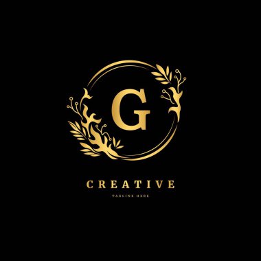 Yaprak logosu konsepti olan G harfi, çiçek süslemeli G harfi logosu.