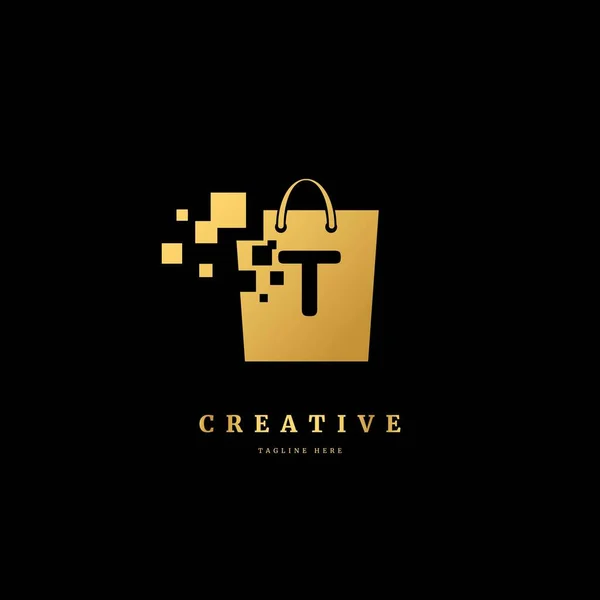 Beginletter Logo Shopping Bag Concept Voor Bedrijf Verpakking Product Levering — Stockvector