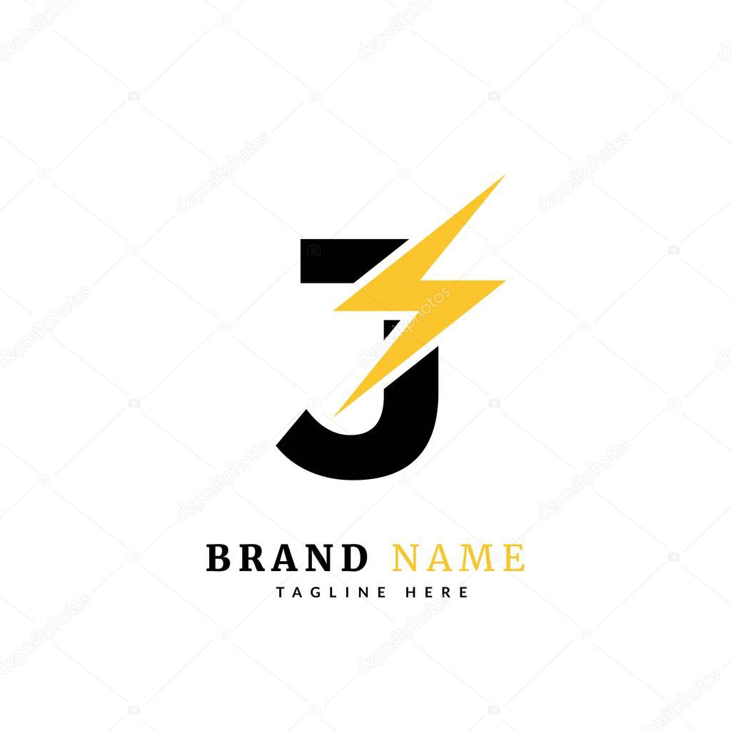 Initial letter J, Electricity Logo and icon Vector design Template. Power Energy Logo Design Element for company and business.