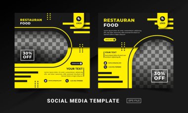 Broşür veya sosyal medya temalı restoran yemekleri şablonu yayınladı