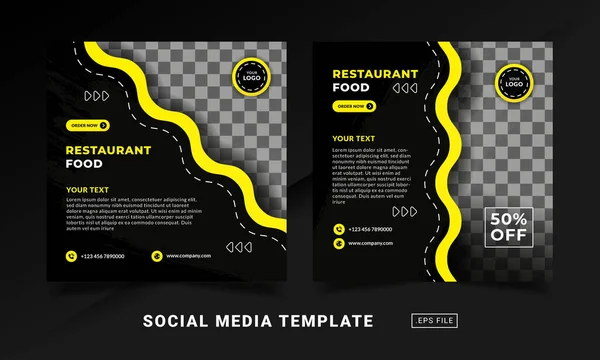 Broşür Veya Sosyal Medya Temalı Restoran Yemekleri Şablonu Yayınladı — Stok Vektör