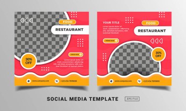Broşür veya sosyal medya temalı restoran yemekleri şablonu yayınladı