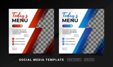 Broşür veya sosyal medya temalı restoran menüsü şablonu