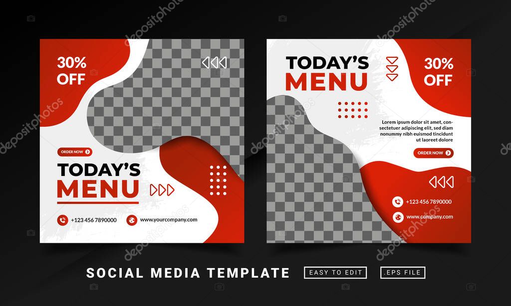 Flyer or social media post themed restaurant menu template