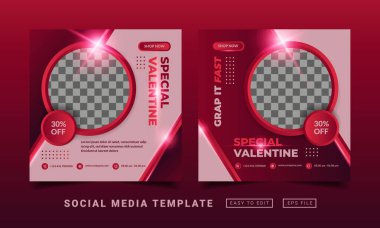 Broşür ya da sosyal medya temalı Sevgililer Günü şablonu