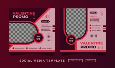 Broşür ya da sosyal medya temalı Sevgililer Günü şablonu