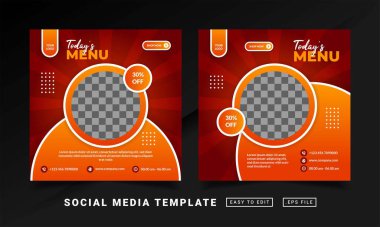 Broşür veya sosyal medya temalı restoran yemeği menüsü şablonu