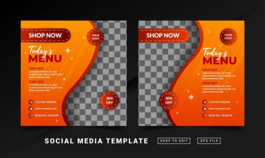 Broşür veya sosyal medya temalı restoran yemeği menüsü şablonu