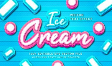 Dondurma 3d metin biçimi efekti mavi ve pembe