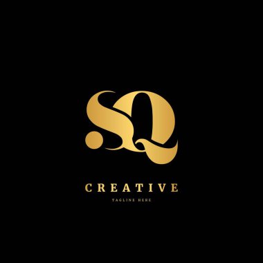İlk harf SQ logotype. Monogram logo tasarım şablonu. İş ve şirket için minimalis logo kavramı.