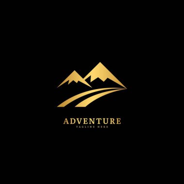 Adventure logotype. Natural adventure logo with mountain and forest panorama, fit for company and business logo.