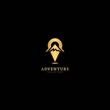 Adventure logotype. Location logo with mountain and forest panorama, fit for company and business logo.