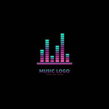 Müzik dalgası logosu. Şık müzik logosu iş ve müzik etkinliği için uygun. Vektör logosu tasarımı.