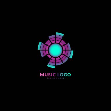 Müzik dalgası logosu. Şık müzik logosu iş ve müzik etkinliği için uygun. Vektör logosu tasarımı.