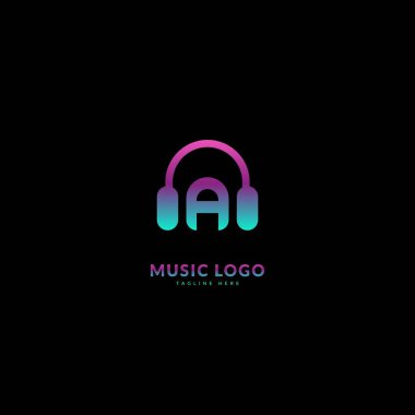 Baş harf A. Müzik mikrofon logosu. Şık müzik logosu iş ve müzik etkinliği için uygun. Vektör logosu tasarımı.