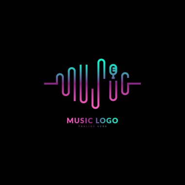 Müzik dalgası logosu. Şık müzik logosu iş ve müzik etkinliği için uygun. Vektör logosu tasarımı.