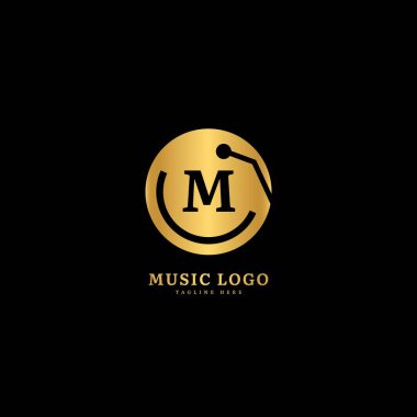 İlk harf M. Müzik diski logosu. Şık müzik logosu iş ve müzik etkinliği için uygun. Vektör logosu tasarımı.