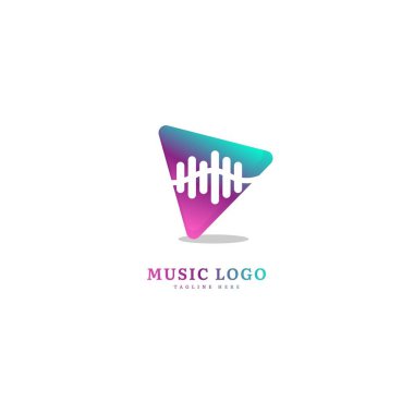 Müzik dalgası logosu. Şık müzik logosu iş ve müzik etkinliği için uygun. Vektör logosu tasarımı.