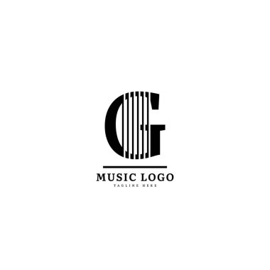 Baş harf G. Müzik logosu. Şık müzik logosu iş ve müzik etkinliği için uygun. Vektör logosu tasarımı.