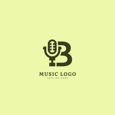 İlk harf B. Müzik mikrofon logosu. Şık müzik logosu iş ve müzik etkinliği için uygun. Vektör logosu tasarımı.