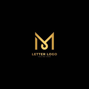 M harfi. Zarif logot vektörü. Minimalist logo kavramı