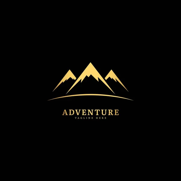 Logotype Aventure Logo Aventure Naturelle Avec Panorama Montagne Forêt Adapté — Image vectorielle