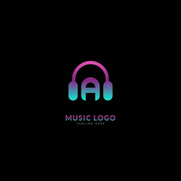 Initiële Brief Muziekmicrofoonlogotype Elegante Muziek Geluid Logo Geschikt Voor Zakelijke — Stockvector