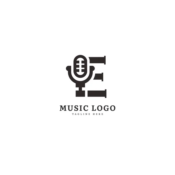 Letra Inicial Logotipo Del Micrófono Musical Elegante Logotipo Sonido Musical — Vector de stock