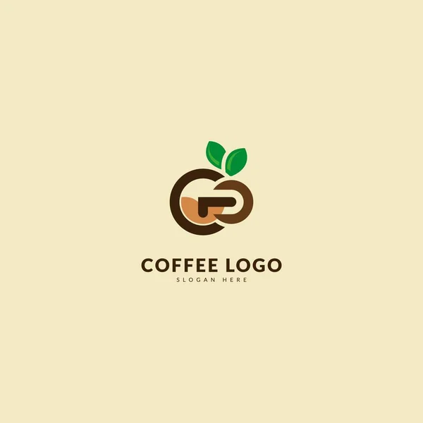 Начальная Буква Логотип Минималистская Концепция Логотипа Кофе Подходящая Кафе Ресторанов — стоковый вектор
