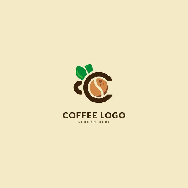 Initial Letter Logotype Minimalist Coffee Logo Concept Fit Cafe Restaurant — Vector de stock