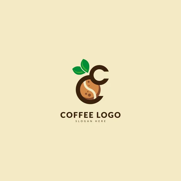 Initial Letter Logotype Minimalist Coffee Logo Concept Fit Cafe Restaurant — Archivo Imágenes Vectoriales