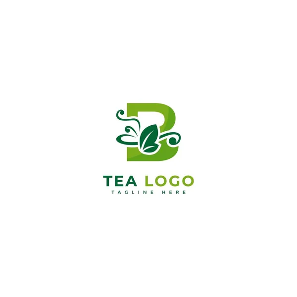 Initial Letter Tea Logotype Minimalist Tea Leaves Logo Concept Fit — Wektor stockowy