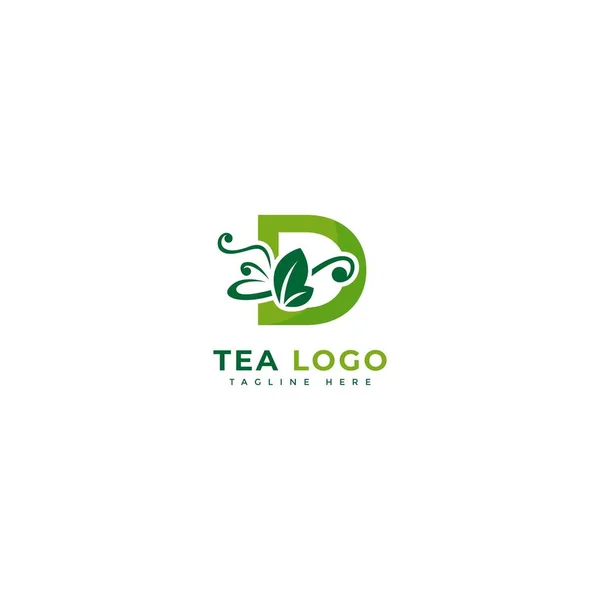Initial Letter Tea Logotype Minimalist Tea Leaves Logo Concept Fit — Wektor stockowy