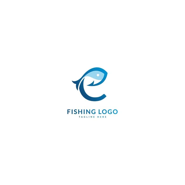 Initial Letter Logotype Minimalist Fish Logo Concept Fit Fishing Seafood — Vector de stock