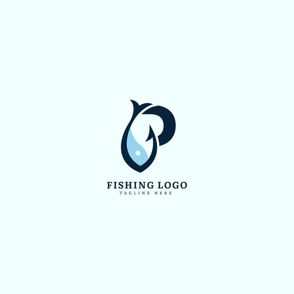 Initial Letter Logotype Minimalist Fish Logo Concept Fit Fishing Seafood — Stock Vector