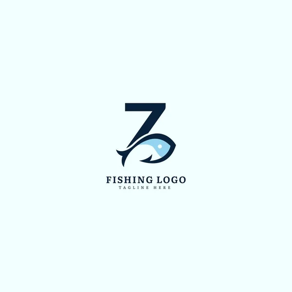 Initial Letter Logotype Minimalist Fish Logo Concept Fit Fishing Seafood — Stock Vector