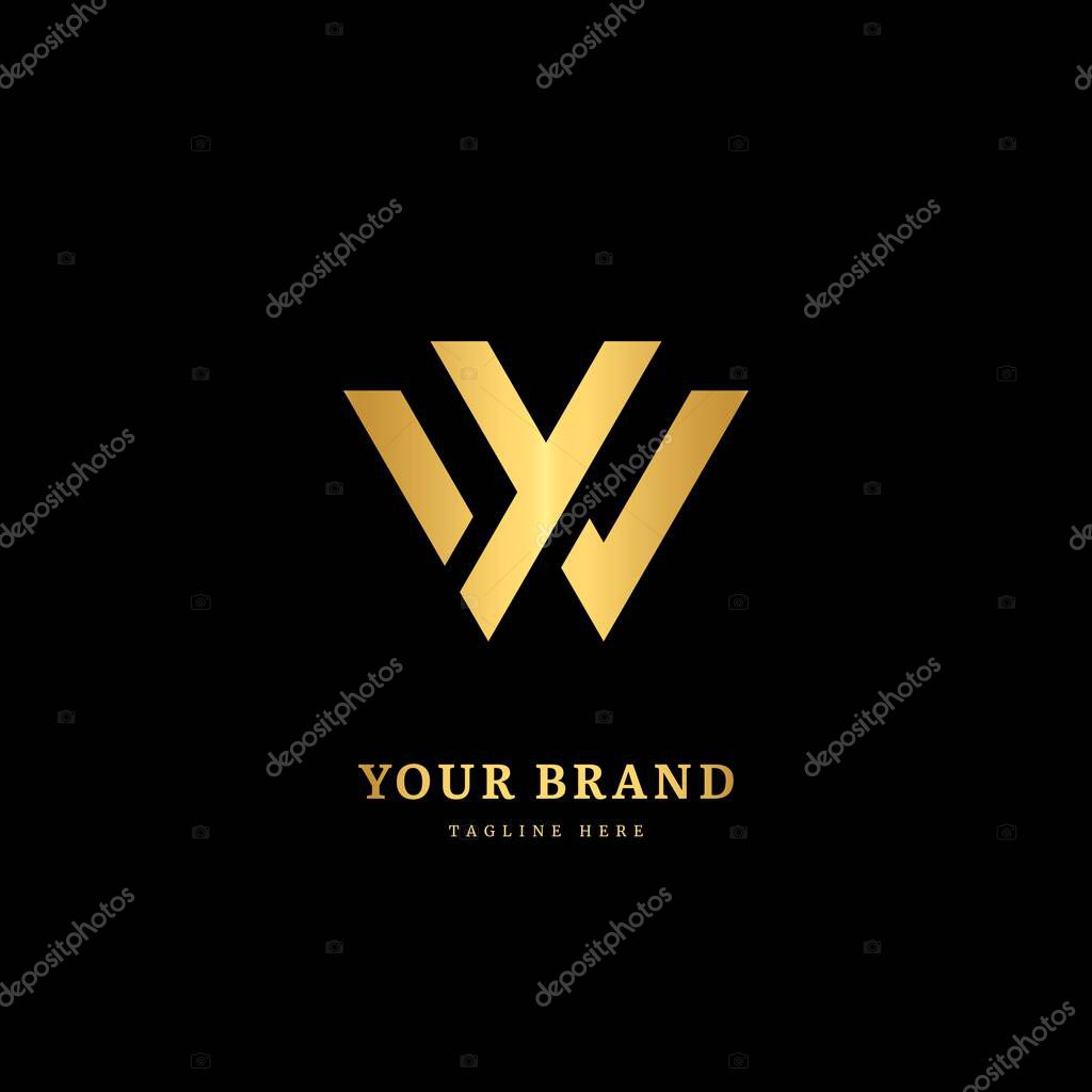 Initial letter WV with striped line. Luxury minimalist  logo design concept, fit for company and business.