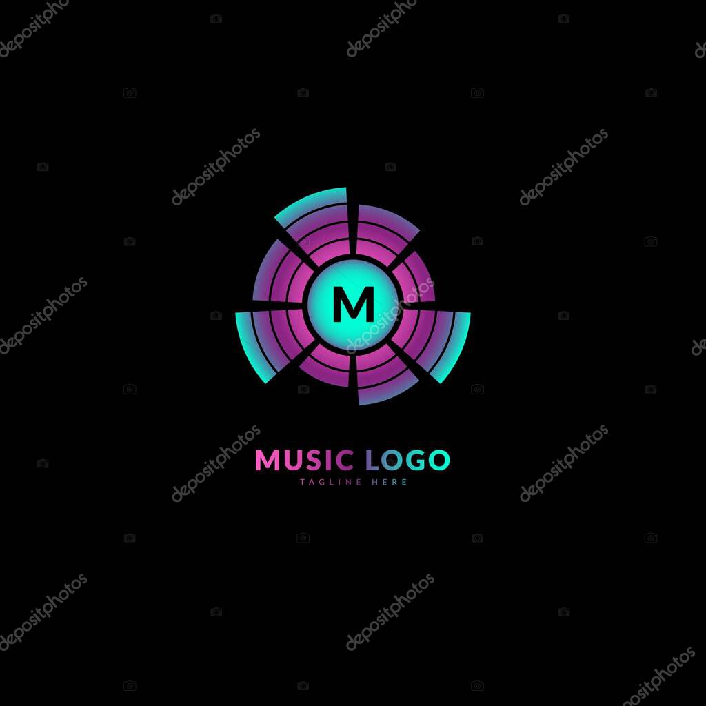 Initial letter M. Music wave logotype. Elegant music sound logo fit for business and music event. Vector logo design.