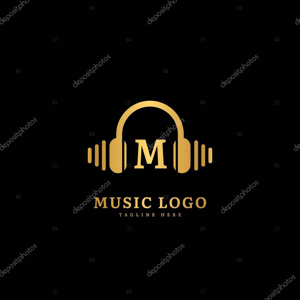 Initial letter M. Music microphone logotype. Elegant music sound logo fit for business and music event. Vector logo design.