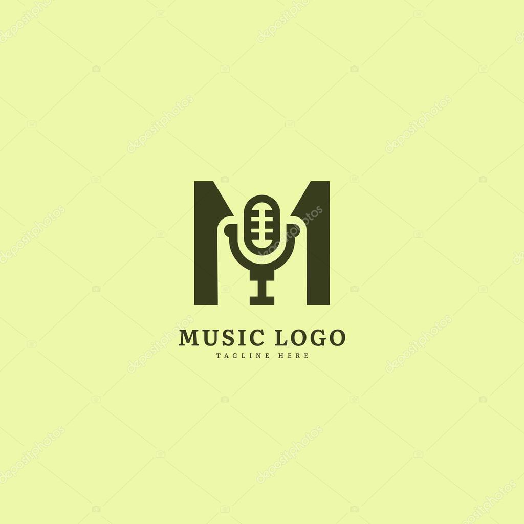 Initial letter M. Music microphone logotype. Elegant music sound logo fit for business and music event. Vector logo design.