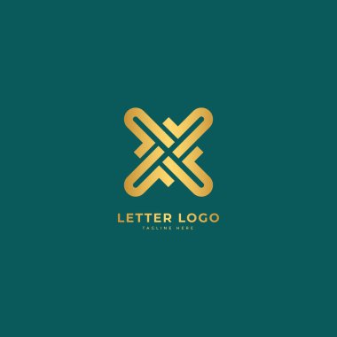 X harfi. Zarif logot vektörü. Minimalist logo kavramı