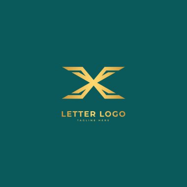 X harfi. Zarif logot vektörü. Minimalist logo kavramı